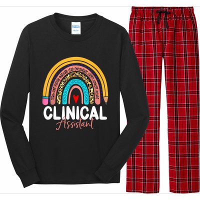 Clinical Assistant Leopard Rainbow Healthcare Doctor Clinic Gift Long Sleeve Pajama Set