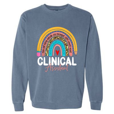 Clinical Assistant Leopard Rainbow Healthcare Doctor Clinic Gift Garment-Dyed Sweatshirt