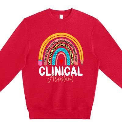 Clinical Assistant Leopard Rainbow Healthcare Doctor Clinic Gift Premium Crewneck Sweatshirt