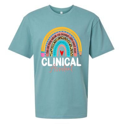 Clinical Assistant Leopard Rainbow Healthcare Doctor Clinic Gift Sueded Cloud Jersey T-Shirt