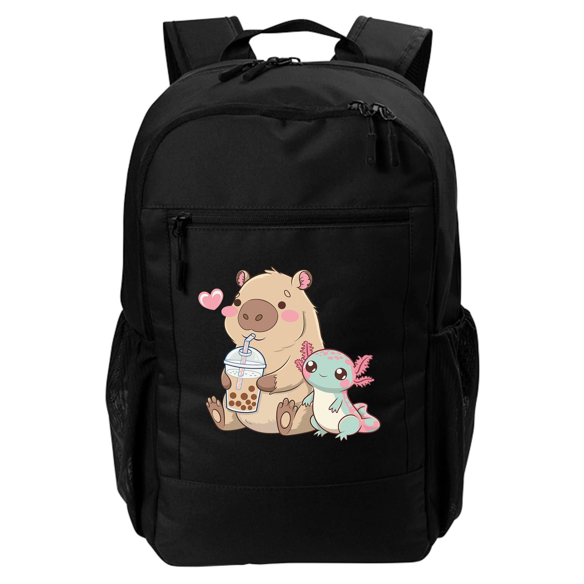 Cute Axolotl Lover Capybara Kawaii Anime Drinking Bubble Tea Backpack