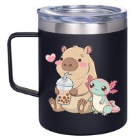 Cute Axolotl Lover Capybara Kawaii Anime Drinking Bubble Tea 12oz Stainless Steel Coffee Mug