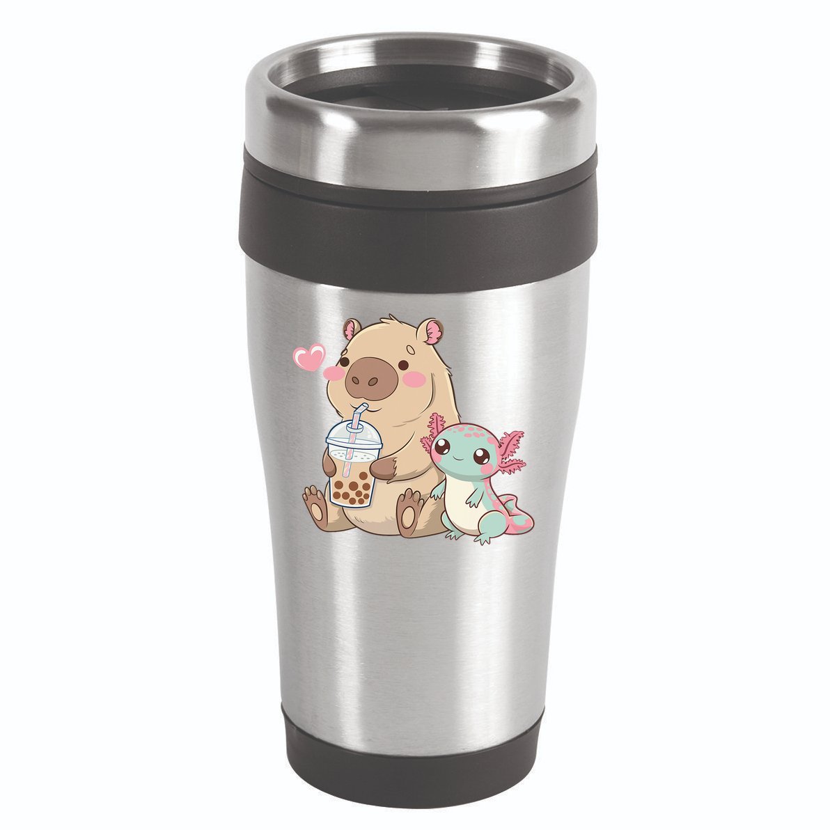 Cute Axolotl Lover Capybara Kawaii Anime Drinking Bubble Tea 16oz Travel Tumbler
