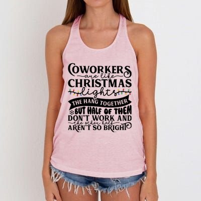 Coworkers Are Like Christmas Lights They Hang Together Funny Coworkers Christm Women's Knotted Racerback Tank