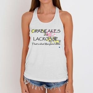 Crabcakes And Lacrosse ThatS What Maryland Does Women's Knotted Racerback Tank