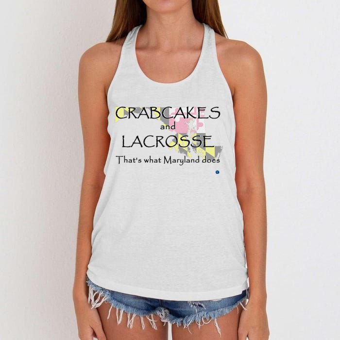 Crabcakes And Lacrosse ThatS What Maryland Does Women's Knotted Racerback Tank