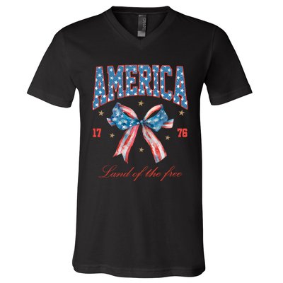 Coquette America Land Of The Free 1776 V-Neck T-Shirt