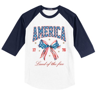 Coquette America Land Of The Free 1776 Baseball Sleeve Shirt