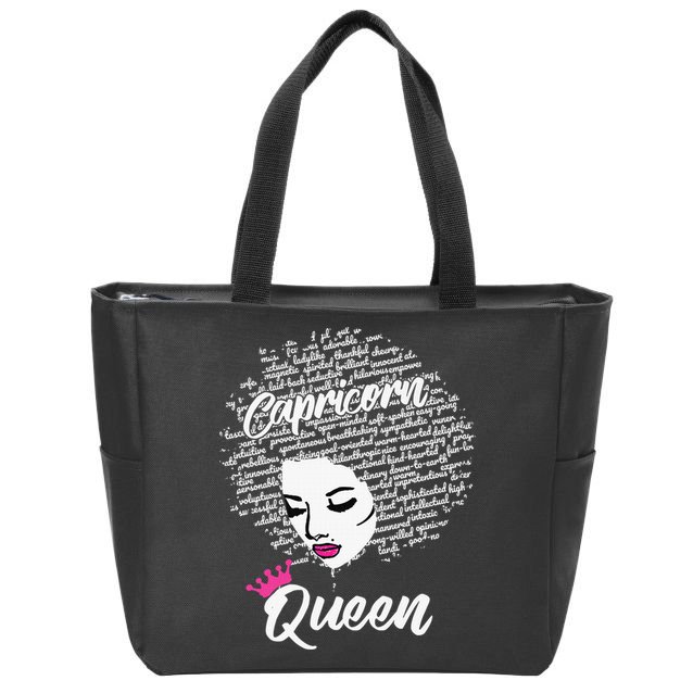 Capricorn  Afro Locs  Zodiac Signs Birthday Gift Zip Tote Bag