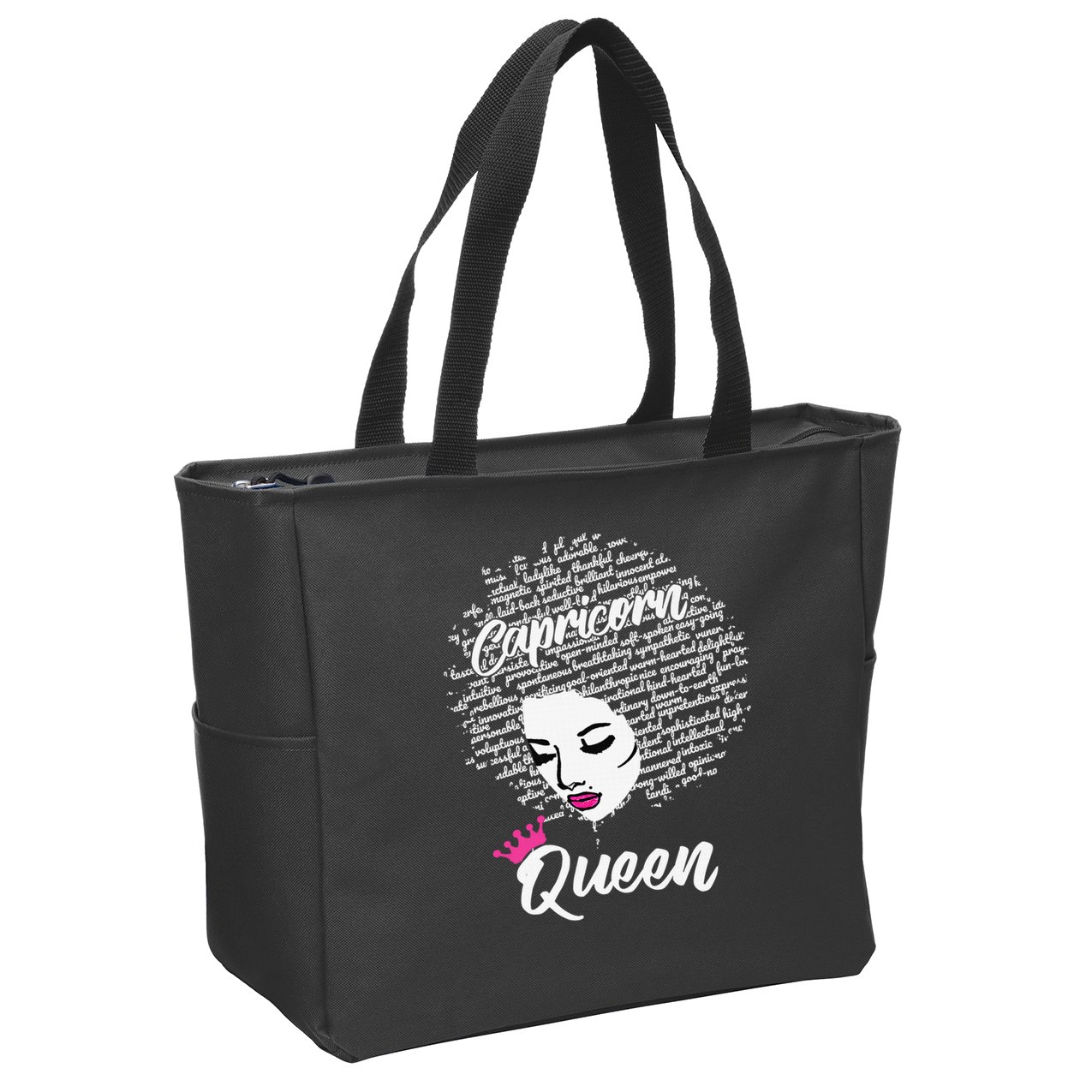 Capricorn  Afro Locs  Zodiac Signs Birthday Gift Zip Tote Bag