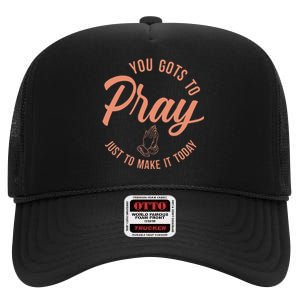 Concrete And Luxury Gots To Pray Crimson Bliss High Crown Mesh Back Trucker Hat