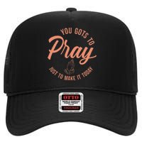 Concrete And Luxury Gots To Pray Crimson Bliss High Crown Mesh Back Trucker Hat