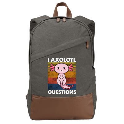 Cute Axolotl Lover Funny I Axolotl Questions Cotton Canvas Backpack