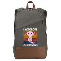 Cute Axolotl Lover Funny I Axolotl Questions Cotton Canvas Backpack