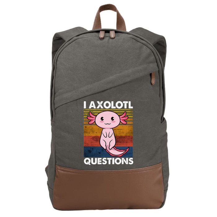 Cute Axolotl Lover Funny I Axolotl Questions Cotton Canvas Backpack
