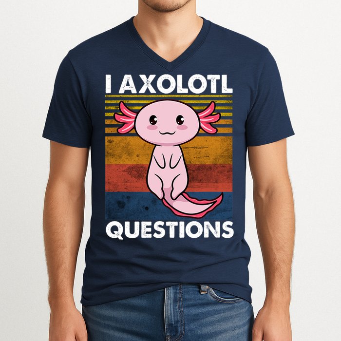 Cute Axolotl Lover Funny I Axolotl Questions V-Neck T-Shirt
