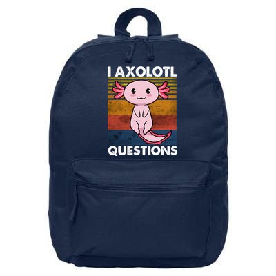 Cute Axolotl Lover Funny I Axolotl Questions 16 in Basic Backpack