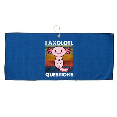 Cute Axolotl Lover Funny I Axolotl Questions Large Microfiber Waffle Golf Towel