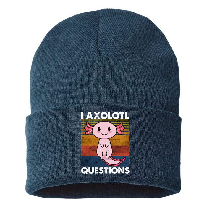 Cute Axolotl Lover Funny I Axolotl Questions Sustainable Knit Beanie