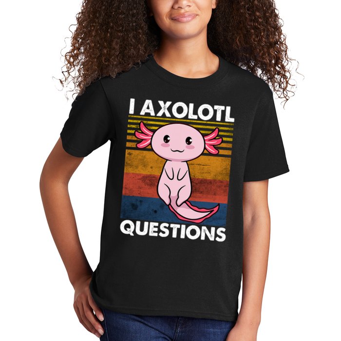 Cute Axolotl Lover Funny I Axolotl Questions Kids T-Shirt