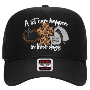 Christian A Lot Can Happen In Three Days Easter High Crown Mesh Back Trucker Hat