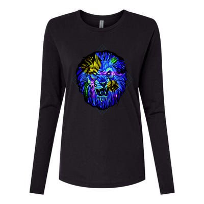 Colorful Angry Lion Womens Cotton Relaxed Long Sleeve T-Shirt