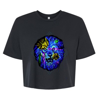 Colorful Angry Lion Bella+Canvas Jersey Crop Tee