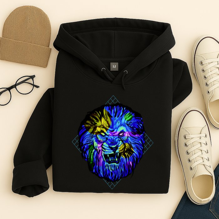 Colorful Angry Lion Hoodie