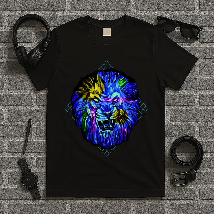 Colorful Angry Lion T-Shirt