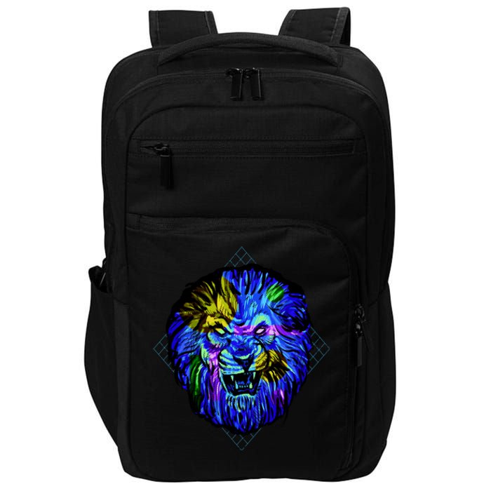 Colorful Angry Lion Impact Tech Backpack