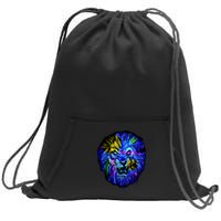 Colorful Angry Lion Sweatshirt Cinch Pack Bag