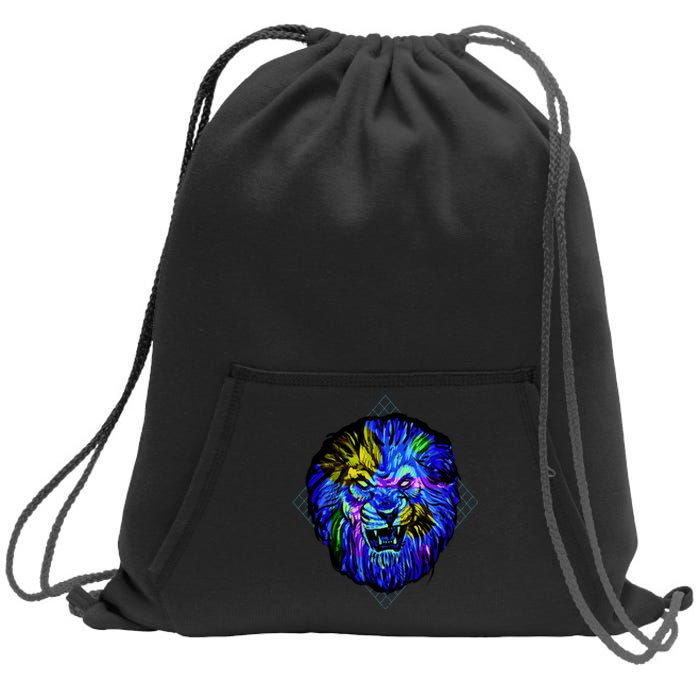 Colorful Angry Lion Sweatshirt Cinch Pack Bag