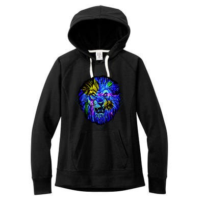 Colorful Angry Lion Women's Fleece Hoodie