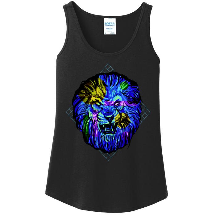 Colorful Angry Lion Ladies Essential Tank