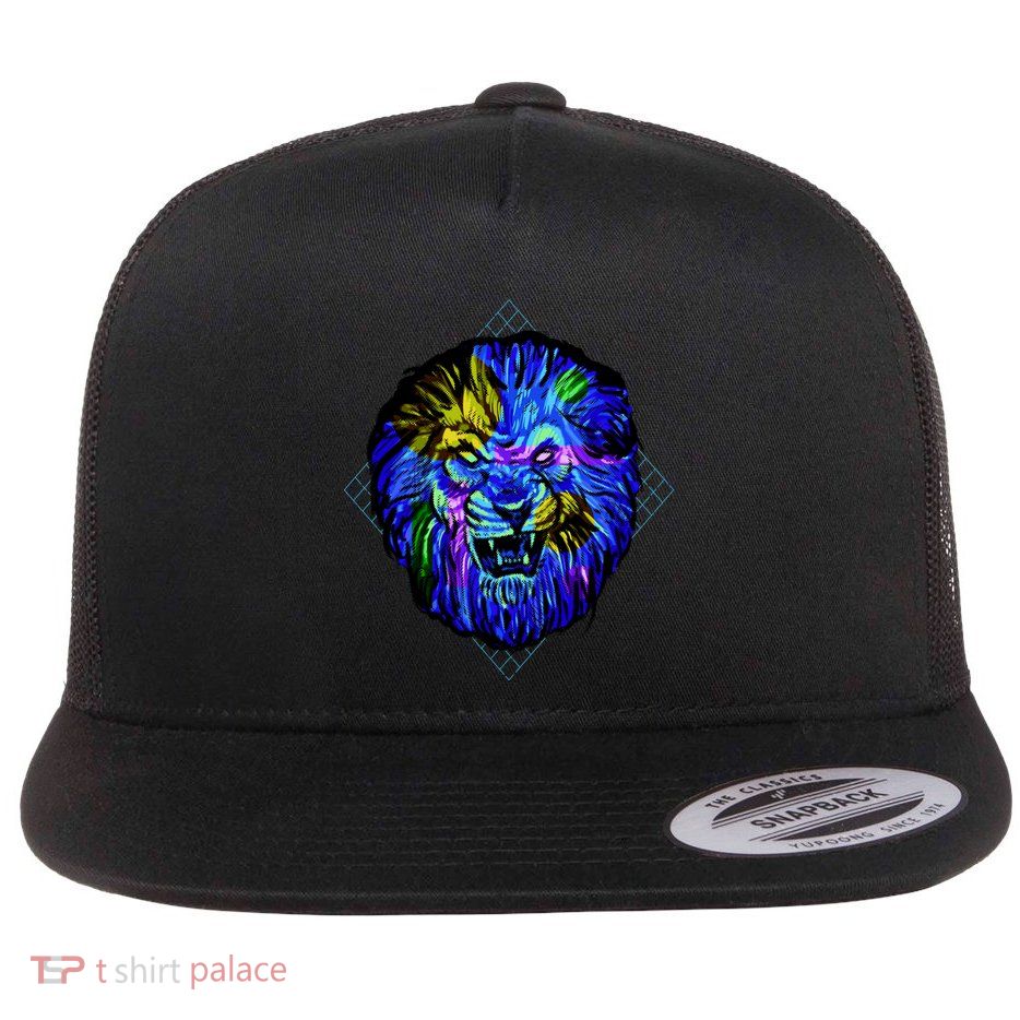 Colorful Angry Lion Flatbill Hat