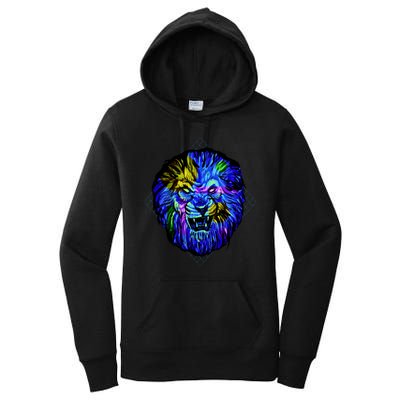 Colorful Angry Lion Women's Pullover Hoodie