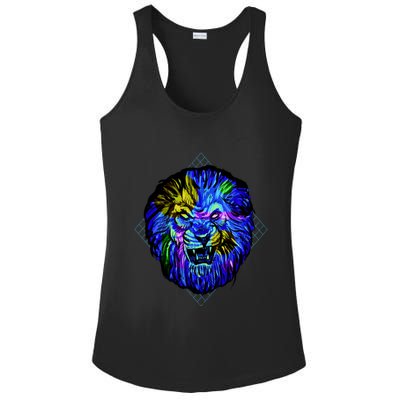 Colorful Angry Lion Ladies PosiCharge Competitor Racerback Tank