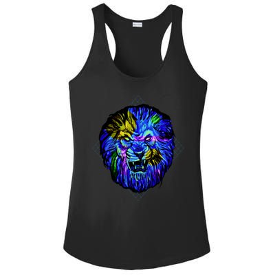 Colorful Angry Lion Ladies PosiCharge Competitor Racerback Tank