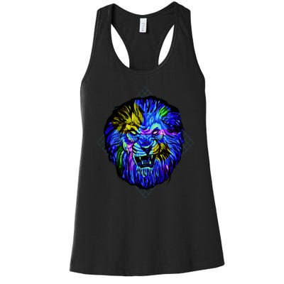 Colorful Angry Lion Women's Racerback Tank