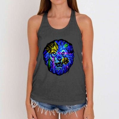 Colorful Angry Lion Women's Knotted Racerback Tank