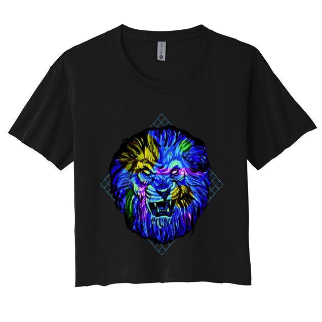 Colorful Angry Lion Crop Top