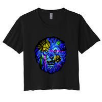 Colorful Angry Lion Women's Crop Top Tee