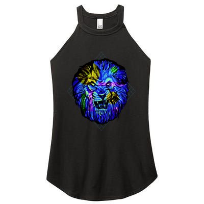 Colorful Angry Lion Women’s Perfect Tri Rocker Tank