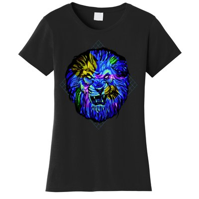 Colorful Angry Lion Women's T-Shirt