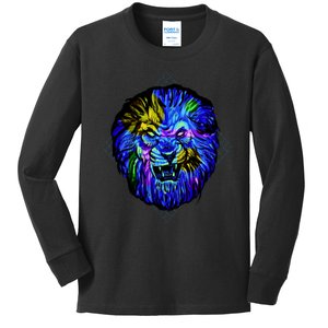 Colorful Angry Lion Kids Long Sleeve Shirt