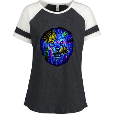 Colorful Angry Lion Enza Ladies Jersey Colorblock Tee