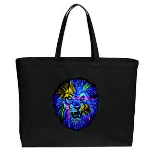 Colorful Angry Lion Cotton Canvas Jumbo Tote