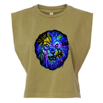 Colorful Angry Lion Garment-Dyed Women's Muscle Tee