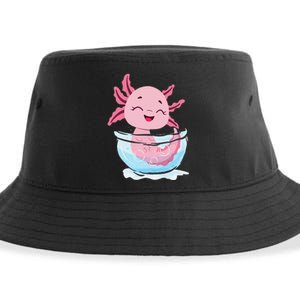 Cute Axolotl Lover Snaxolotl Kawaii Axolotl Food Sweets Sustainable Bucket Hat