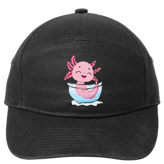 Cute Axolotl Lover Snaxolotl Kawaii Axolotl Food Sweets 7-Panel Snapback Hat